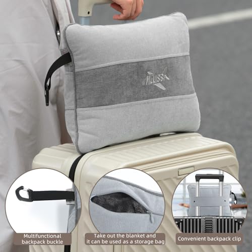 Large Soft Travel Blanket and Inflatable Pillow Set