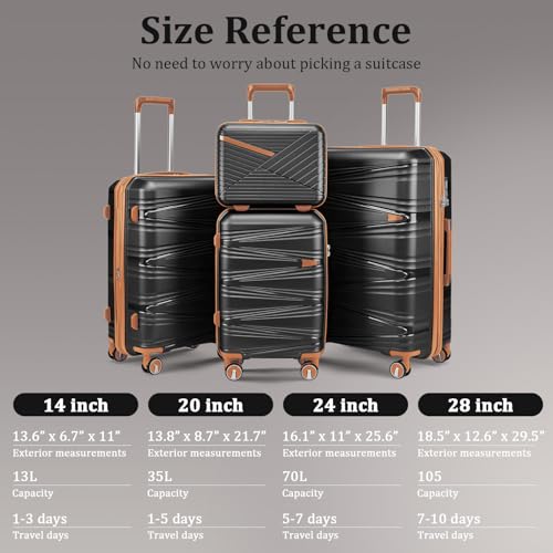 Luggage Sets 6 Piece Expandable Suitcase (6 Count)
