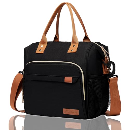 Black Lunch Box for Women Insulated Lunch Bag for Work