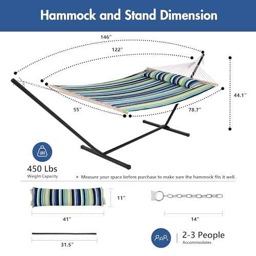 Patio Hammock with Stand 12FT Included for Outside
