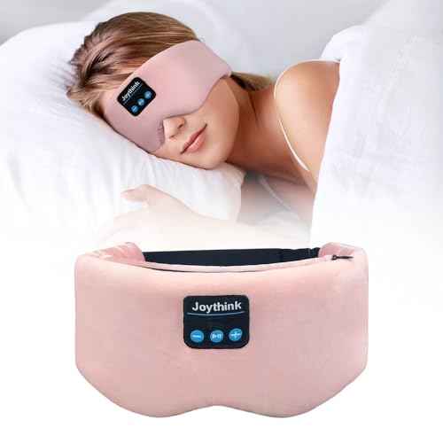 Weighted Eye Masks Bluetooth Sleep Mask Headphones Silk Wireless Bluetooth Headband for Side Sleepers Blackout for Airplane Travel Men Women Pink