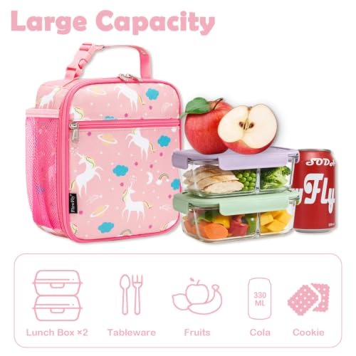 Kids Lunch box Insulated Soft Bag Mini Cooler Back to School Thermal Meal Tote Kit for Girls