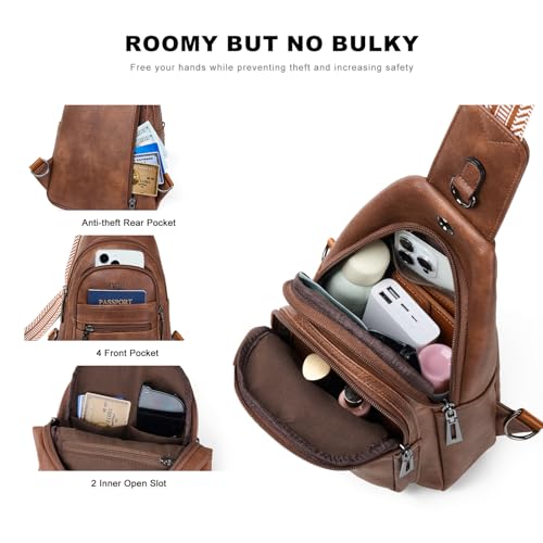 7L Sling Bag for Women Vegan Leather Crossbody Purse Chest Bags Fashionable Trendy Fanny Pack with Travel