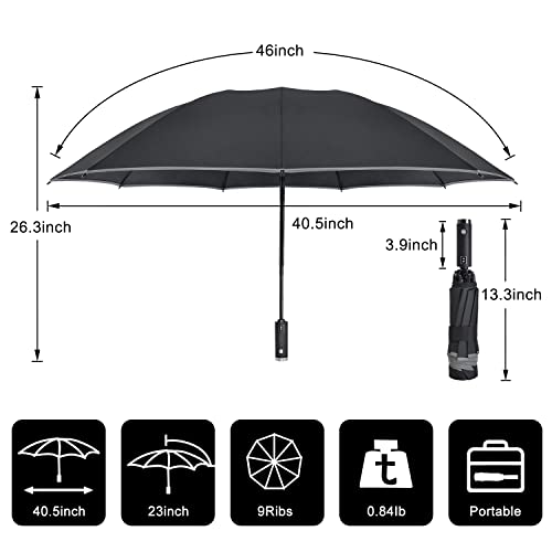 Windproof Portable Folding Inverted Umbrella with LED