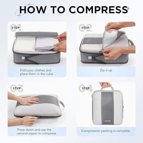 10 Set Compression Packing Cubes for Travel Essentials (10 Count)