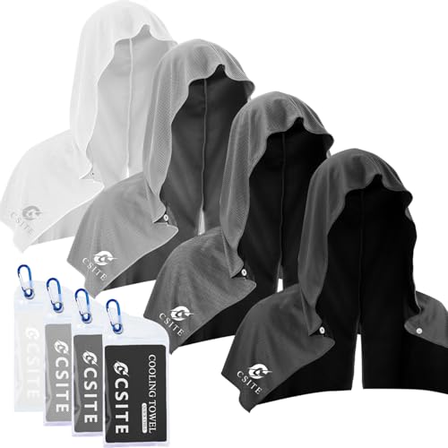 4 Pack Cooling Hoodie Towels for Neck and Face (4 Count)