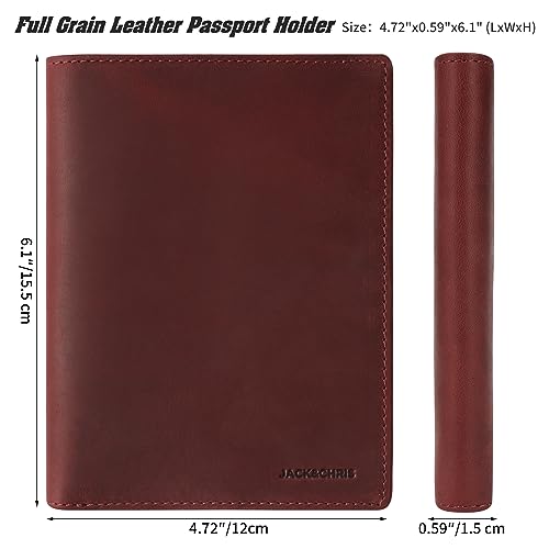 Leather Passport Holder RFID Blocking Passport Travel Wallet Cover Case for Men Women Brown JC17