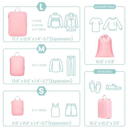 Compression Packing Cubes for Travel (6 Count)
