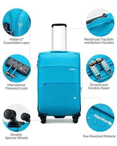 24 Inch Expandable Luggage Large Suitcases with Wheels Softside Checked Luggage Rolling Suitcase with Lock Lightweight Travel Luggage for Men and Women 24 Inch Luggage