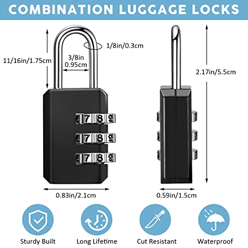 16 Pack 3 Digit Combination Lock Small Combo Locks Waterproof Luggage Number Padlock for Backpack Suitcases Traveling Toolbox School Gym Employee Locker (16 Count)