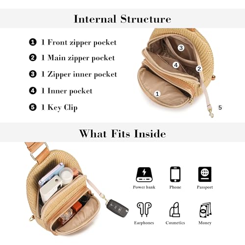 Faux Straw Crossbody Bags for Women Small RFID Summer Sling Bag
