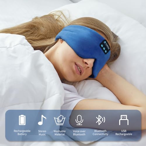 Sleep Headphones Bluetooth Headband Sleeping Eye Mask Kids Children Soft Wireless Sleep Headphones for Women Men Silk Speaker Bluetooth Earbuds for Side Sleeper Music Mask Cool