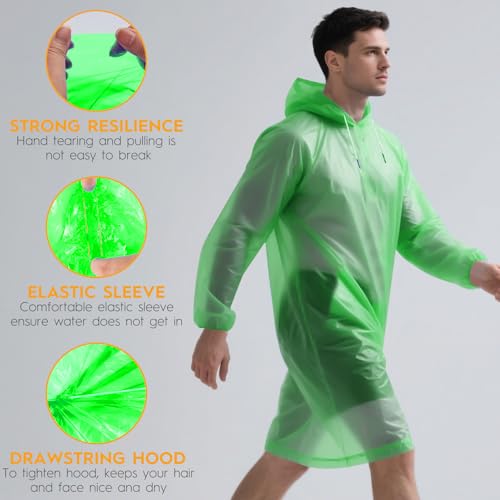 6 & 20 & 50 Pack Disposable Rain Ponchos for Adults (6 Count)