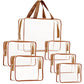 6Pcs Crystal Clear PVC Travel Toiletry Bag Kit for Women Men (6 Count)
