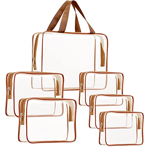 6Pcs Crystal Clear PVC Travel Toiletry Bag Kit for Women Men (6 Count)