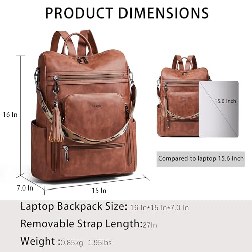 Vegan Leather Laptop Backpack for Women 15.6 inch Work Backpack Fashion Travel Backpack Purse for Business College