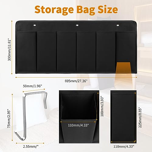 6‑Large‑Pocket RV Bedside Hanging Organizer with Sturdy Hooks