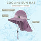 Cooling Sun Hat for Men Women UPF50+ Wide Brim Fishing Hat with Neck Flap Adjustable Foldable Bucket Hat for Hiking Purple