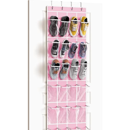 24 Pockets Clear Over the Door Shoe Organizer