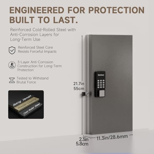 48 Key Lock Box Smart Key Organier Cabinet with Keypad & App for Office