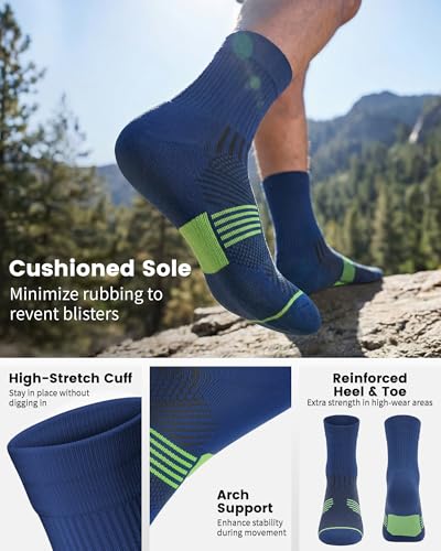 3 Pairs Running Compression Socks for Men & Women Crew Socks with Cushion (3 Count)