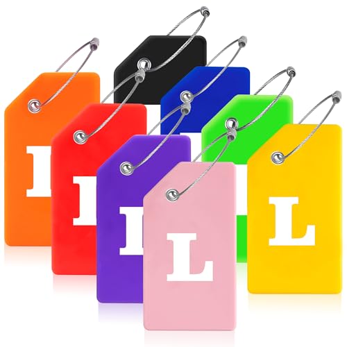 8 Pack Initial Luggage Tags for Suitcases Airplane Travel Essentials (8 Count)