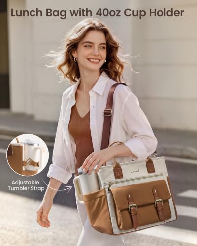 Insulated Lunch Bag Women (Light Brown-Beige-Brown / 15L)