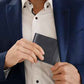 Wallet for Men RFID Blocking Genuine Leather Mens Wallets Bifold with 1 ID Window 15 Card Slots black stripe orange