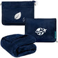 Compact 2-in-1 Travel Blanket Pillow for Airplane Flight, Navy Blue