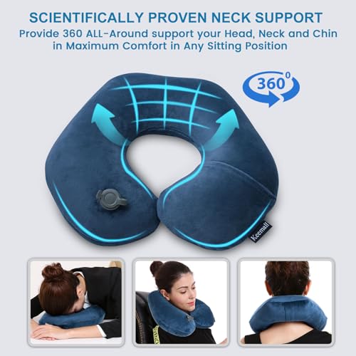 Inflatable Neck & Shoulder Travel Pillow for Airplane Naps