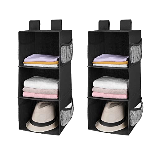 2 Pack 3 Shelf Hanging Closet Organizer with 2 Velcro (2 Count)
