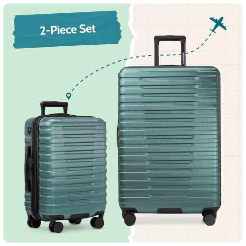 Boren Expandable Hardside Rugged Travel Luggage with 8 Spinner Wheels (2 Piece)