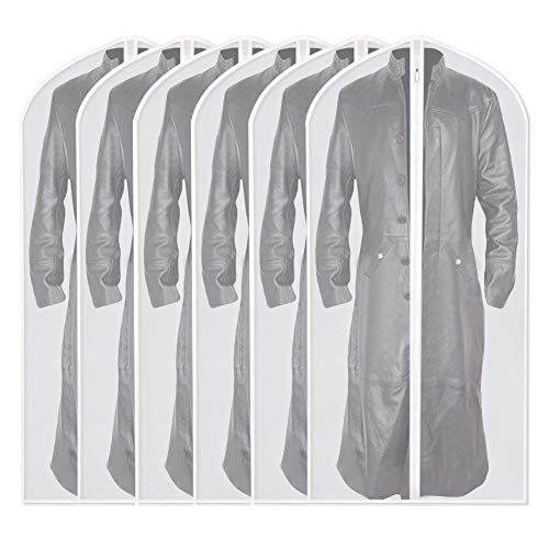 Garment Bag Covers 24''X54'' Lightweight White PEVA Breathable Bags (6 Count)