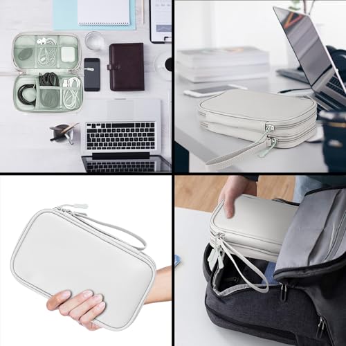 PU Leather Cable Organizer Double Layer Travel Pouch