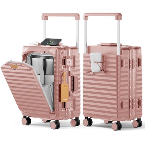 20 Inch Carry on Luggage with Aluminium Frame and Front Pocket