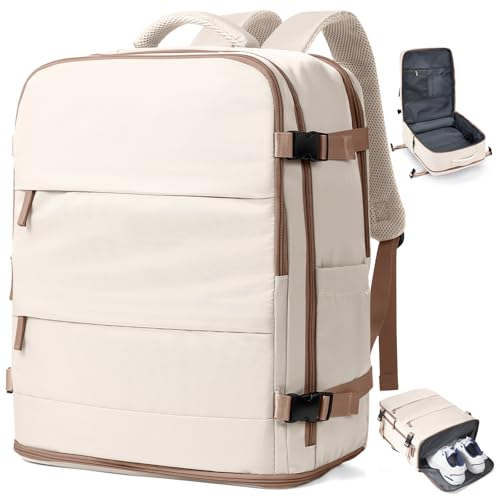Travel Backpack Carry On for Women Man Gym Backpacks with Laptop Compartment Mochila de Viaje Teacher Personal Item Backpack Rucksack Airplane Accessories Must Haves Beige Brown