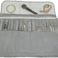 Velvet Travel Jewelry Case Roll Bag Organizer for Necklace Bracelet Earrings Ring (Black) (grey and black)