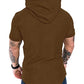 Mens Fashion Hoodies Sport Pullover Solid Color Shirt Workout Lightweight Tops Brown Large