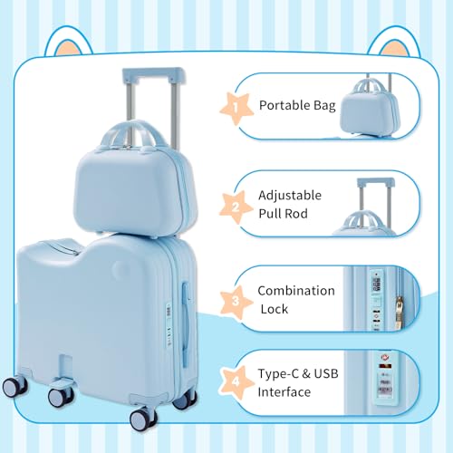 Ride on Luggage with Portable Bag for Kids