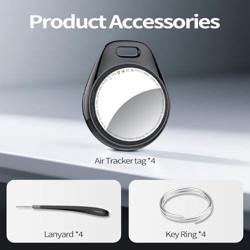 iOS Only] Tukio Air Tracker Tags 4 Pack Black (4 Count)