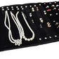 Velvet Travel Jewelry Case Roll Bag Organizer for Necklace Bracelet Earrings Ring (Black) (Black set)