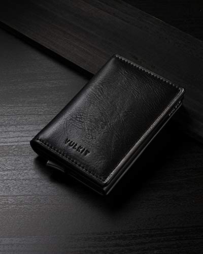 Card Holder Pop Up Slim Wallet Leather RFID Blocking Card Case Up to 8 Credit Cards Black (7 Count)