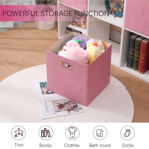 13x13x13 Inch Foldable Cube Storage Bins with Metal Handles (4 Count)