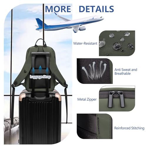 Business Backpack for Men Slim Lightweight Laptop Backpack for 17.3 Inch Computer Water Resistant Small Office Backpack for Commute Travel Daily Office Work with Small Bag