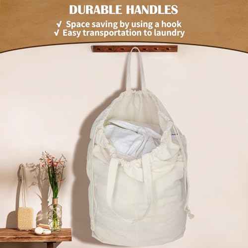Canvas Laundry Bags with Handles & Square Base 16"Wx16"Depth x27.6"H