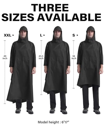 Hooded Rain Poncho Packable Waterproof Unisex Raincoat with Pocket
