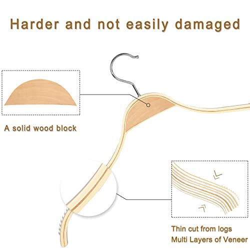 Slim Natural Wood Hangers with Extra Soft Non (10 Count)