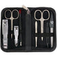 brand quality 8 piece manicure pedicure grooming kit set for professional nail care with genuine leather case black