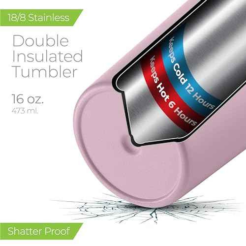16 oz Insulated Coffee Tumbler with Leakproof Lid