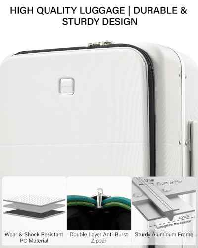 28 Inch Top Opening Checked Luggage with Cup Holder and USB Ports